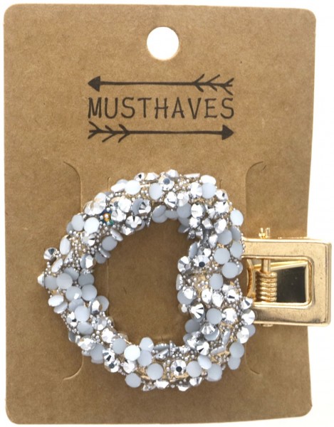 G-D24.1 H638-002E Hair Clip Glitter Heart Grey