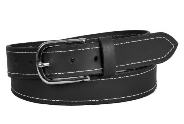 S-A6.1 BELTI-002 Grain Leather Belt Black 3.5x110cm