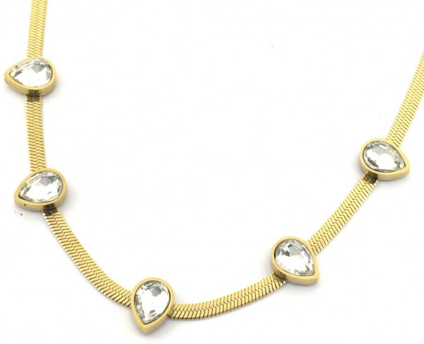 I-B4.1 N088-042G S. Steel Necklace Drops CZ White
