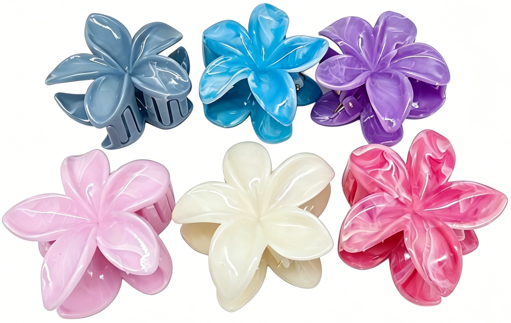Q-I3.1 H1124-002 Hair Claw Flower 8cm - Set 6pcs