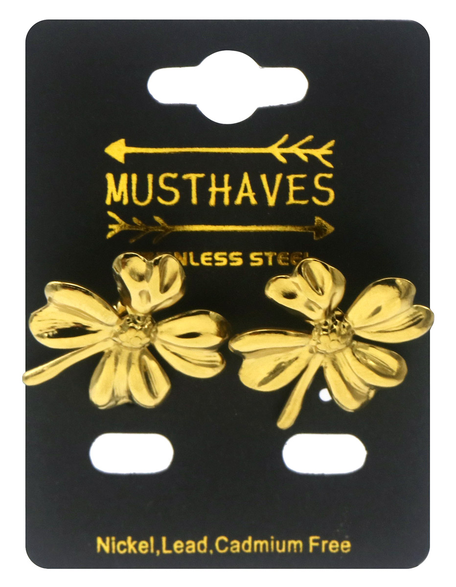 C-D19.4  E2612-159G S. Steel Earrings Flower 2.5cm