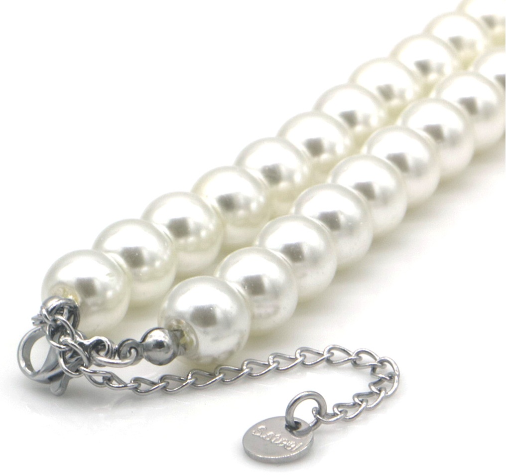 C-B25.2 N1034-006-1 Necklace 8mm Glasspearls 40-45cm Creme
