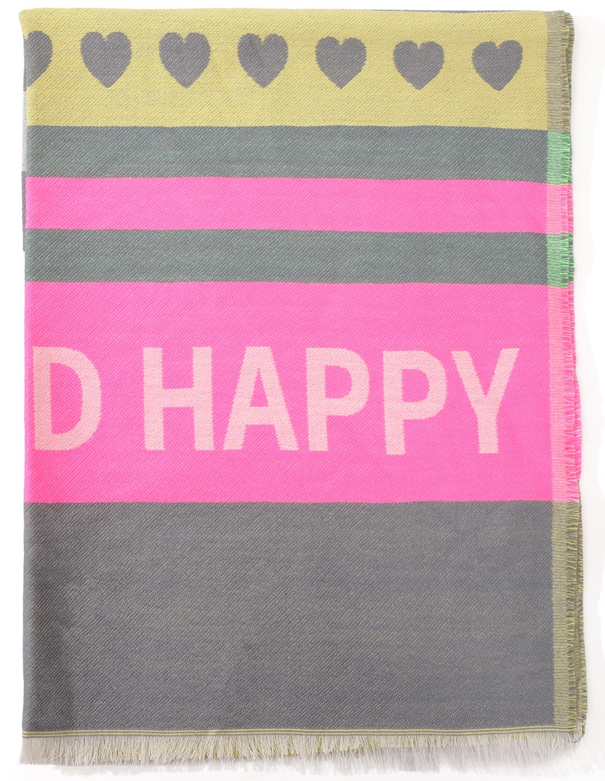 Q-G7.1  SCARF1008-001-5 Scarf Love and Happy 180x70cm