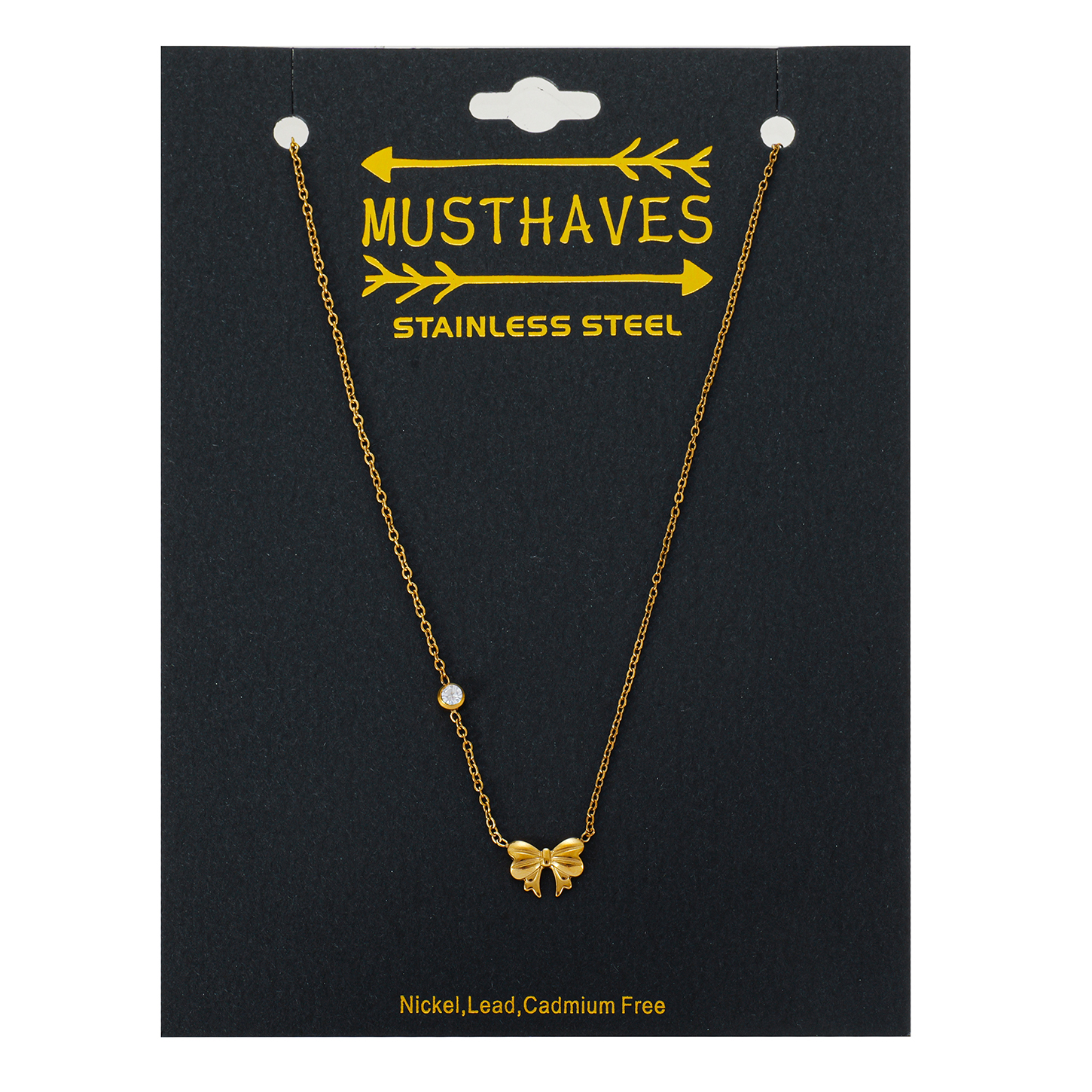 G-E15.3 N2616-055G S. Steel Necklace Bow 40-45cm