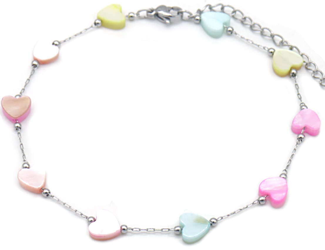 J-E8.2 ANK835-017S S. Steel Anklet Hearts