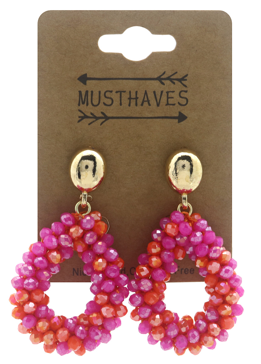 E-A25.1  E007-058-4 Faceted Glass Earrings 4.5x2.8cm