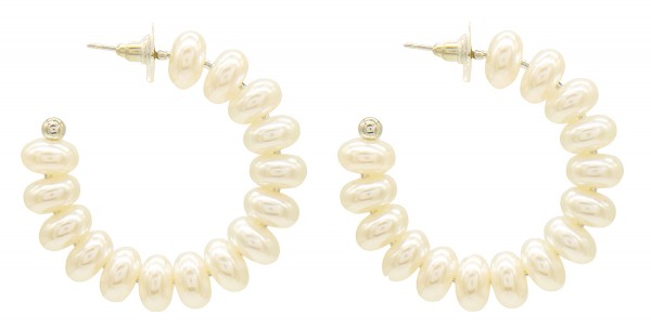 E-A15.1 E1631-053B Earrings with pearls 4.5cm Silver-Cream