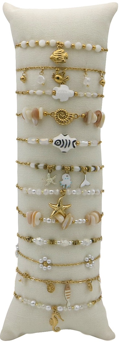 D-B26.1 B221-524-5 S. Steel Bracelet Set -12pcs White