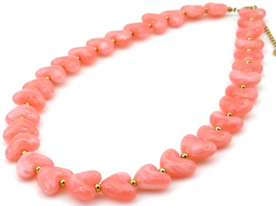 J-A5.2  N1144-009-3 S. Steel Necklace Hearts 40-45cm Pink