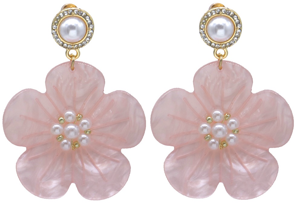 D-B24.2 E001-017 Earrings Flowers 5.5x3.5cm