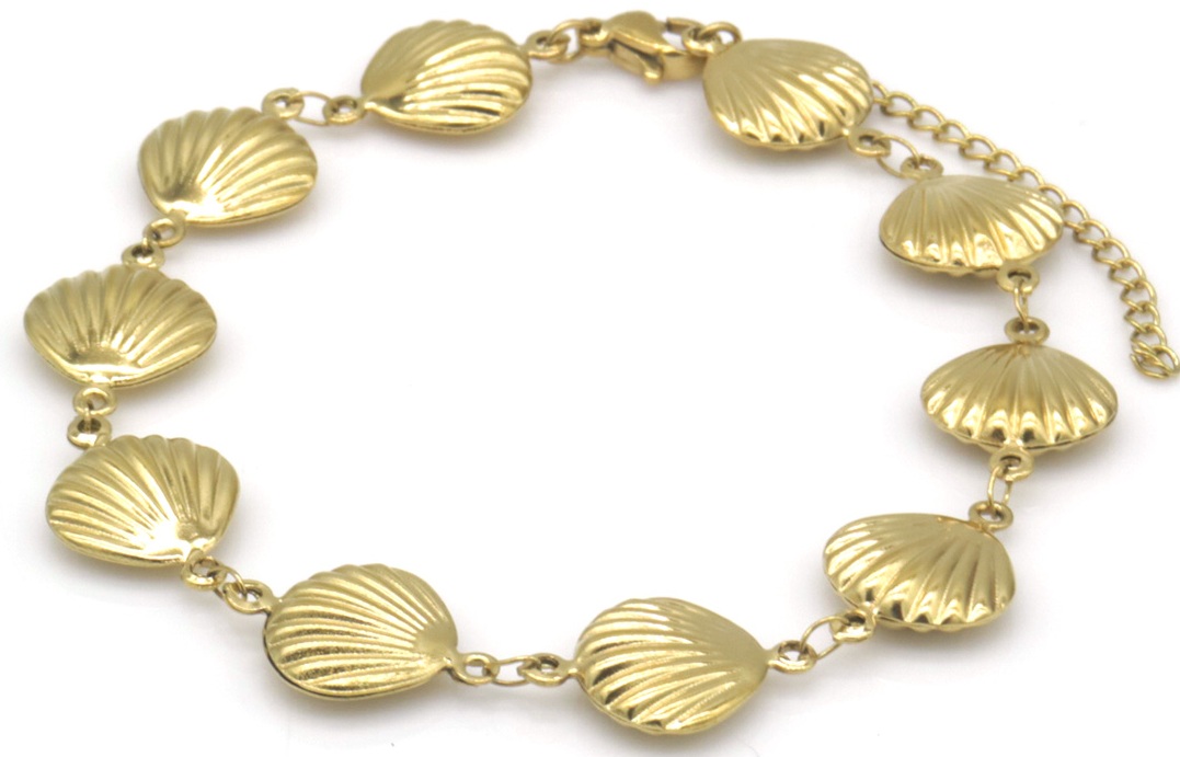 G-F21.2 ANK1033-001G S. Steel Anklet Shells