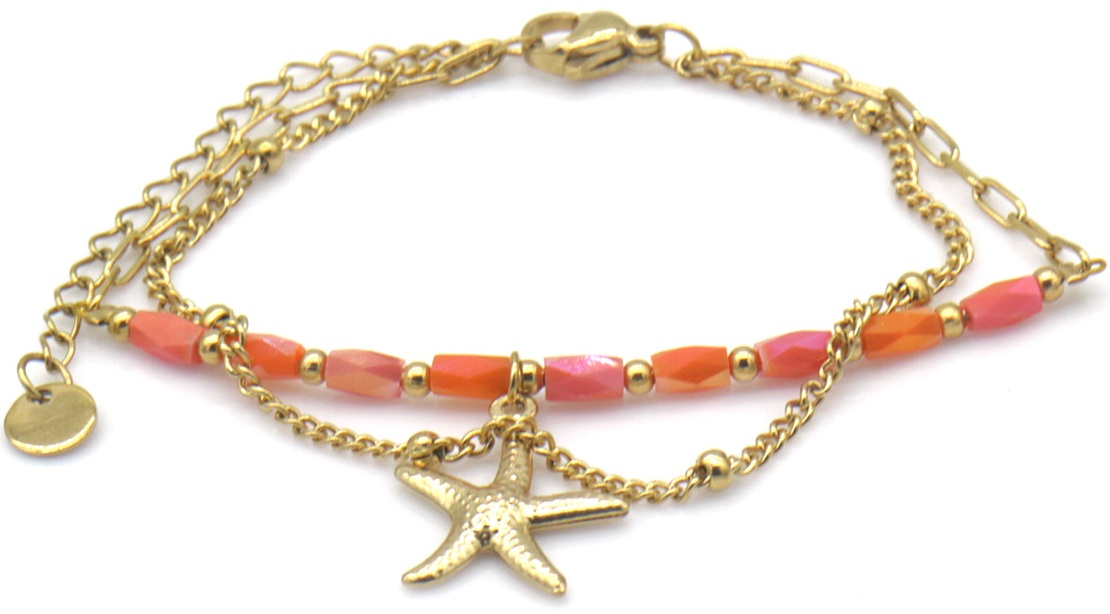 B-E8.2 B1036-007G S. Steel Bracelet Starfish 16-21cm