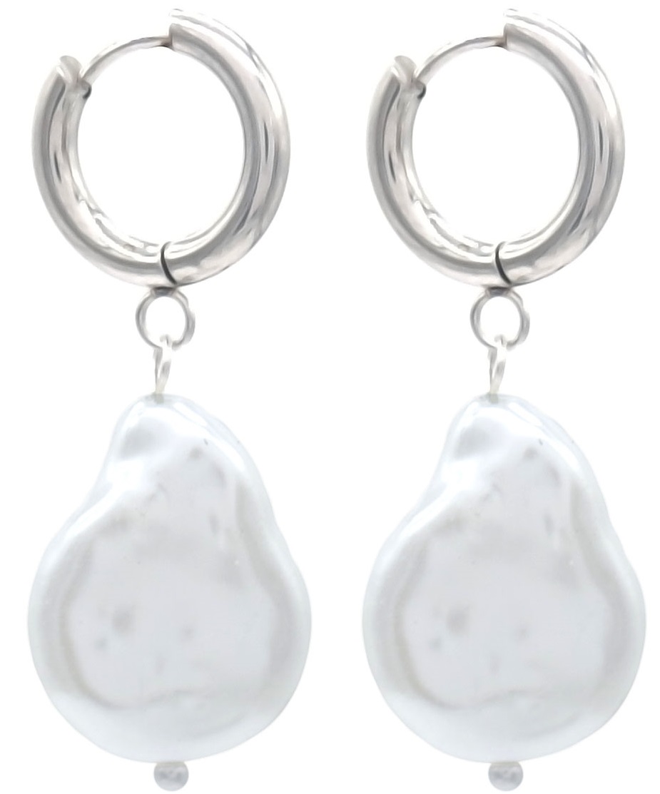 G-A5.5 E103-229S S. Steel Earrings Pearl 3.5cm