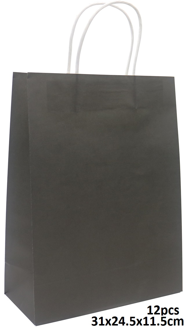 R-O4.2 PK525-004A Paper Bag 31x24.5x11.5cm Black - 12pcs