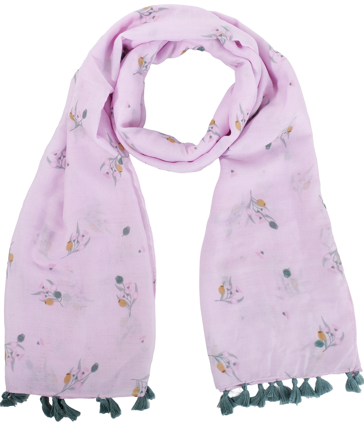X-E5.1 SCARF1107-001-6 Summer Scarf Flowers - Tassels 180x90cm