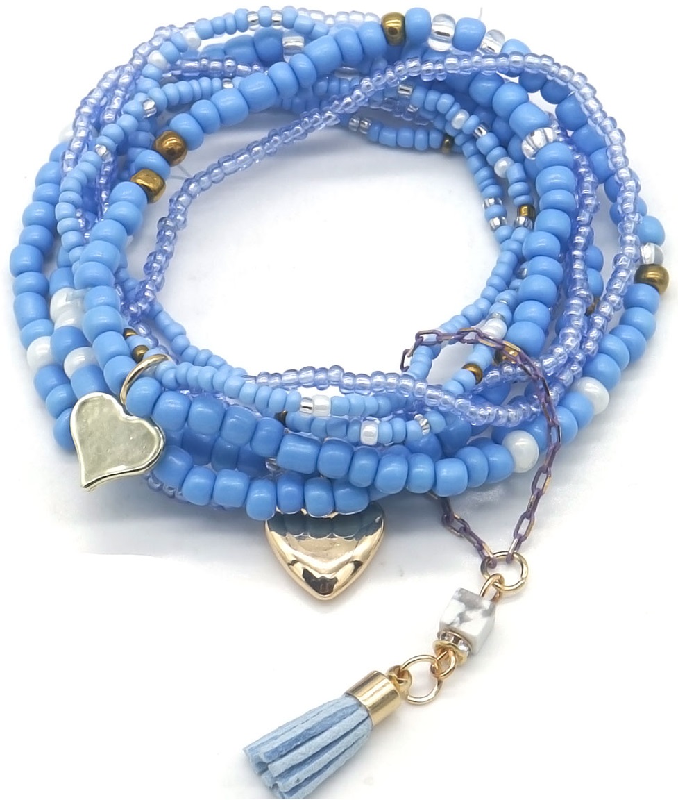 E-C25.2 B1670-037-1 Bracelet Set Glassbeads Blue