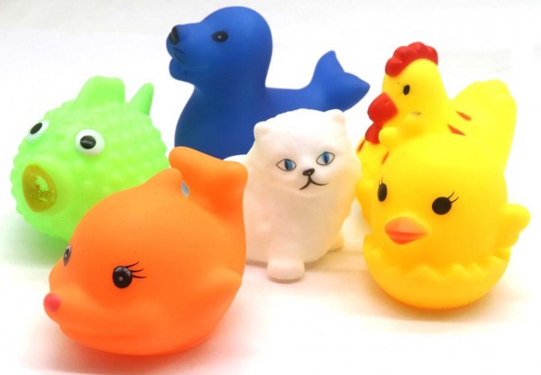 Y-A5.2  T617-009 Rubber Animals 5 to 6cm with sound 6pcs