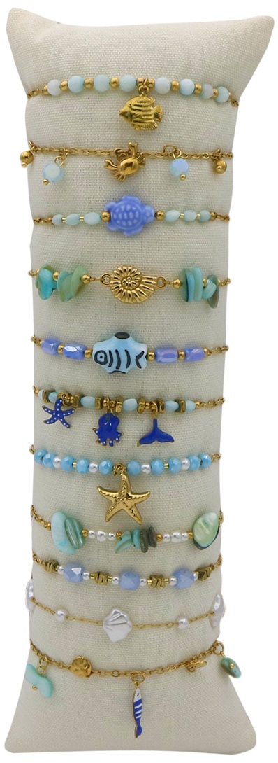 H-F26.1 B221-524-2 S. Steel Bracelet Set -12pcs Blue