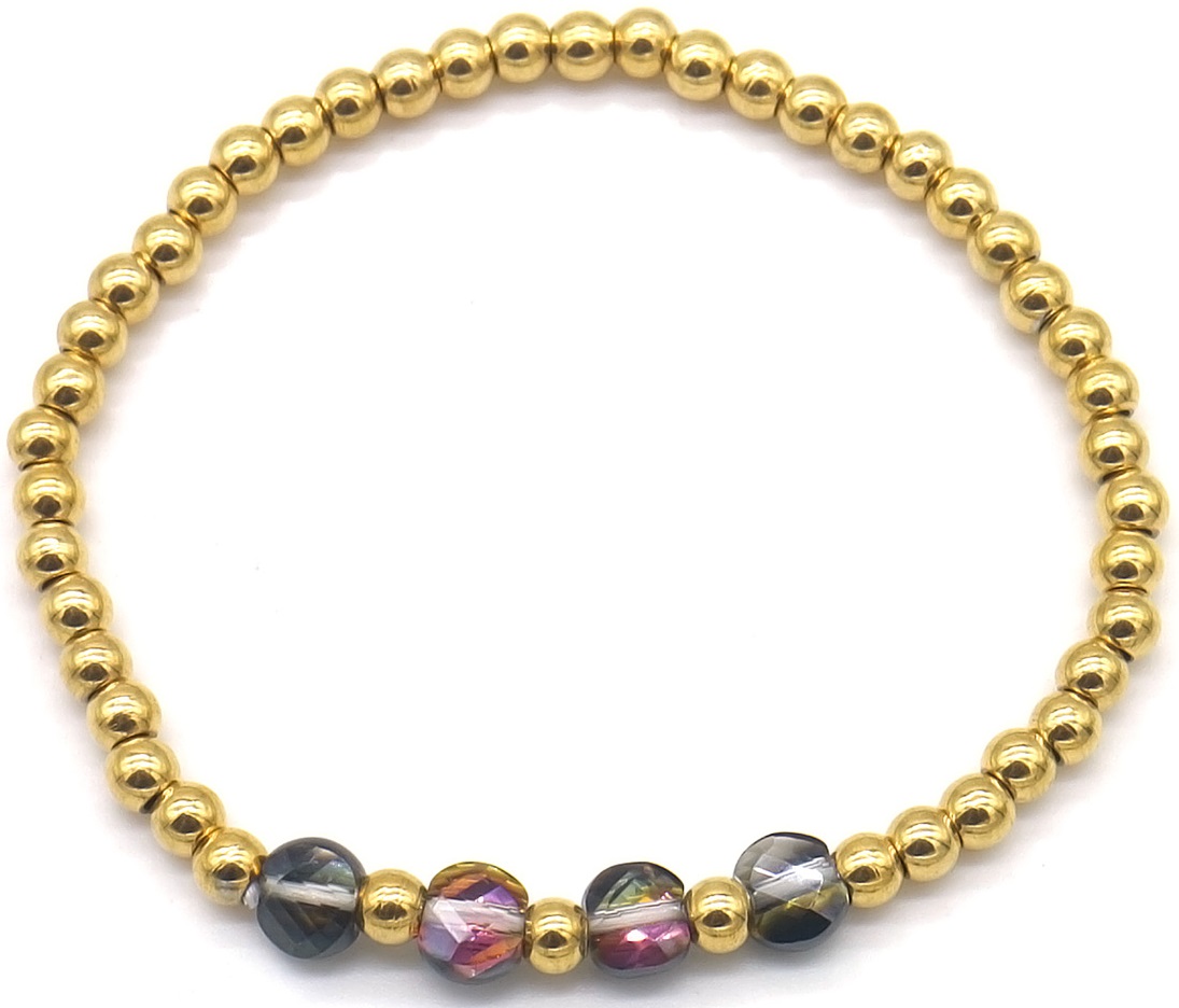 E-F15.3 B100-001-2 S. Steel Bracelet Glassbeads