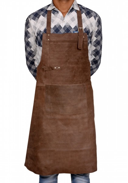 Y-F6.1 Leather BBQ Apron Thicker Leather 85x65cm Brown