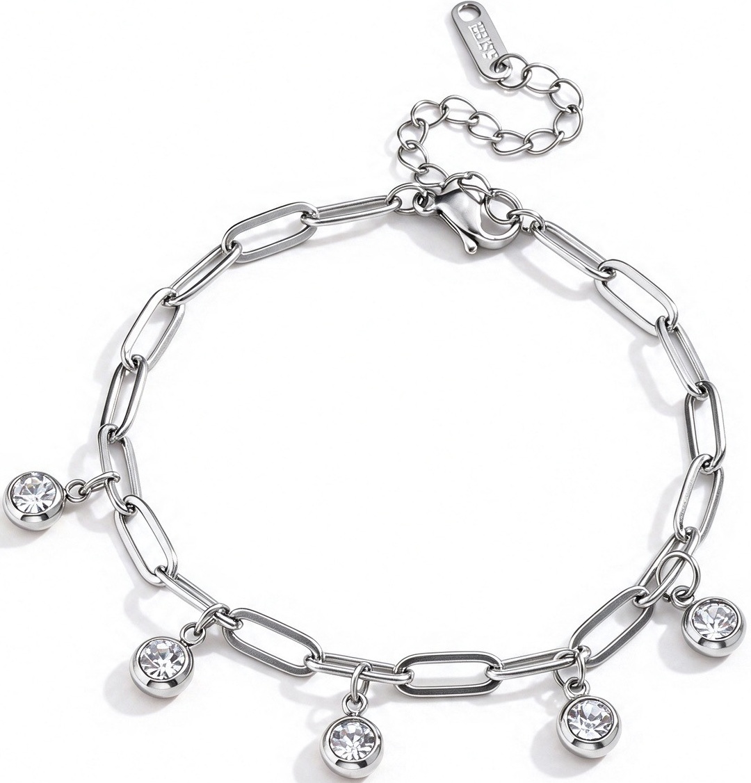 A-B19.4 B2616-031S S. Steel Bracelet 16-21cm Crystals