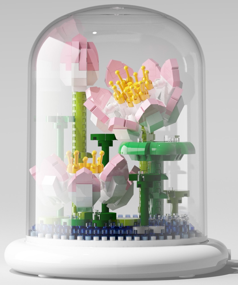 L-D4.2 M1090 Mini Building Block Puzzle Flower with LED 14x11.5cm
