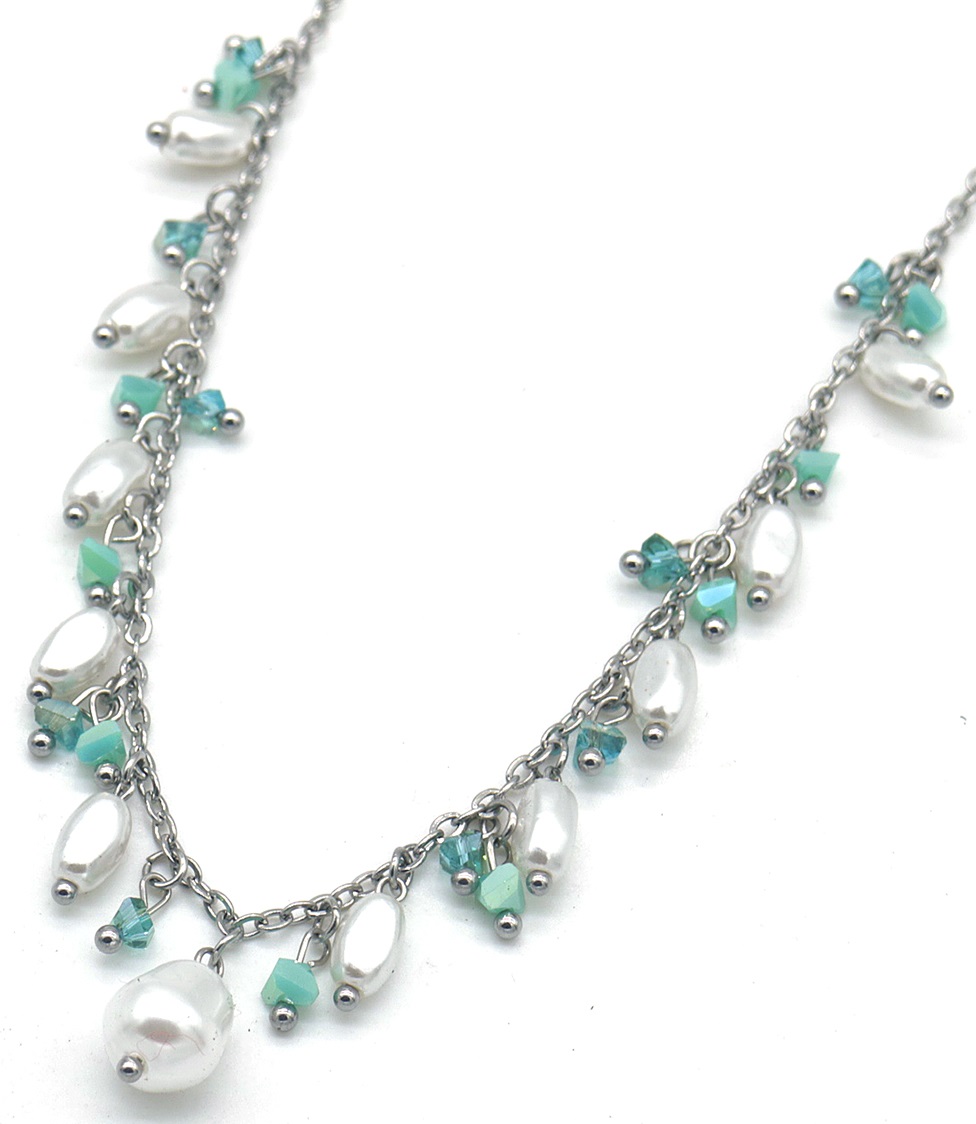 J-C8.2 N831-009S S. Steel Necklace Pearls
