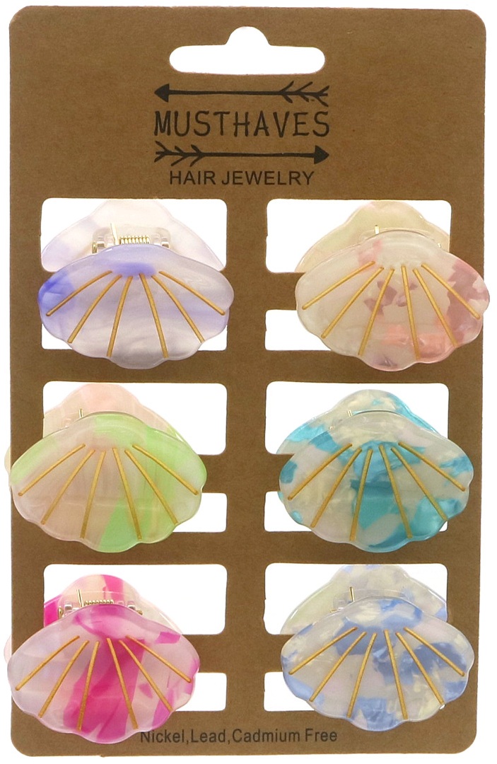 Q-B6.1  H1126-009 Hair Clips Shells 3cm - 6pcs