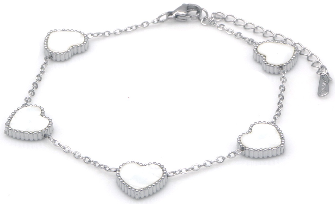 F-F4.2 ANK1033-003S S. Steel Anklet Hearts MOP