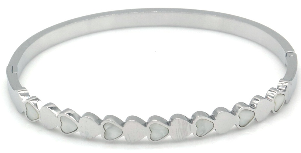 B-B6.4  B2589-271S S. Steel Bangle Hearts MOP