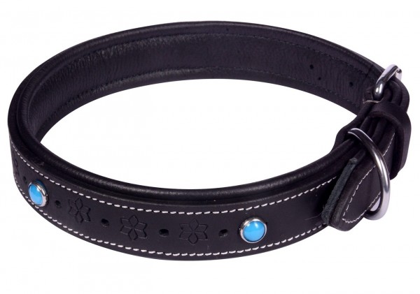 H-F8.2 MTDC-004 Leather Dog Collar Black M 53x2.5cm