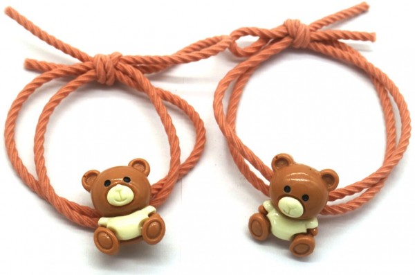 I-A20.2 H717-003 Hair Elastics Bear 2pcs Brown