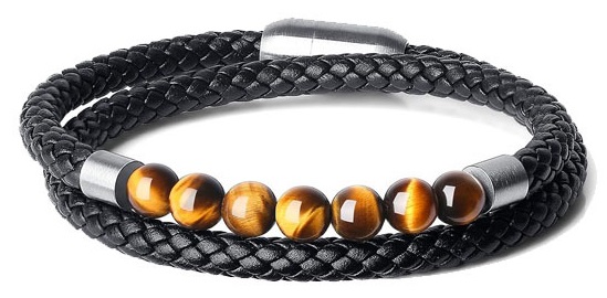 H-C22.2 B824-026-1 S. Steel - Leather - Stone Bracelet