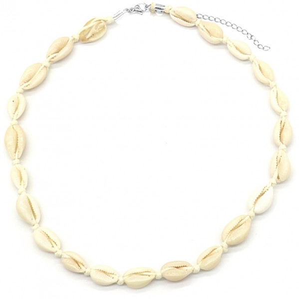 F-E23.1 N2001-010 Necklace Shells 36-44cm Beige