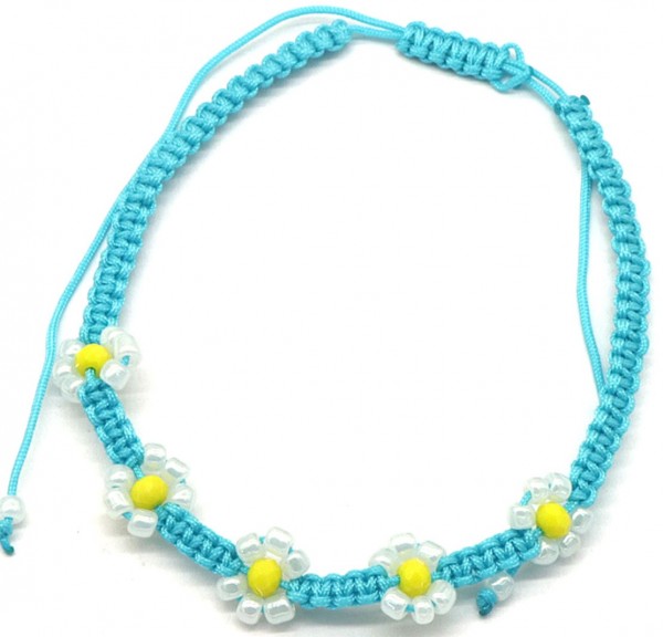 C-A21.3 ANK627-016 Anklet Flowers Blue