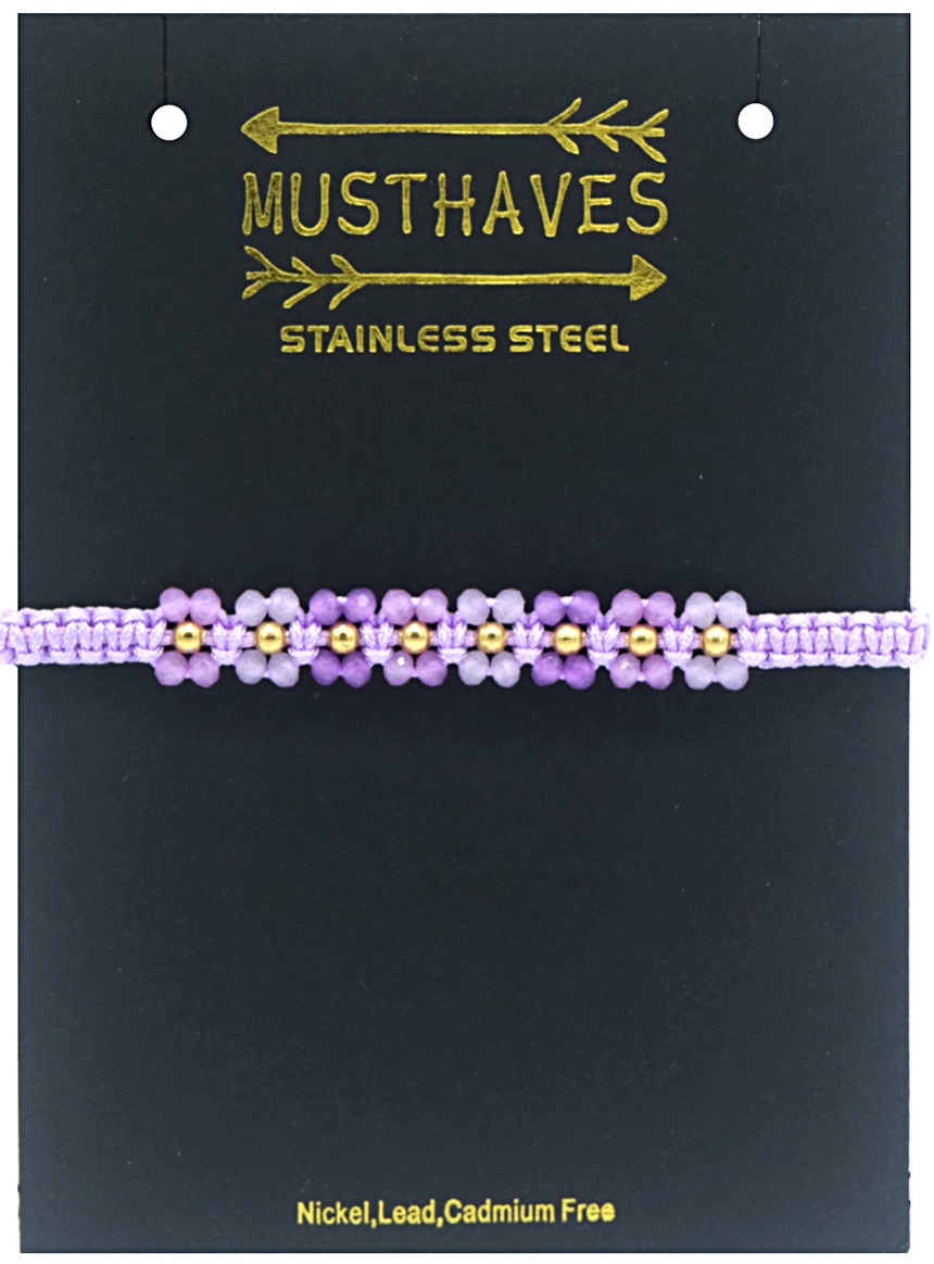 E-C5.1 B831-006-1 Rope Bracelet S. Steel Beads Purple