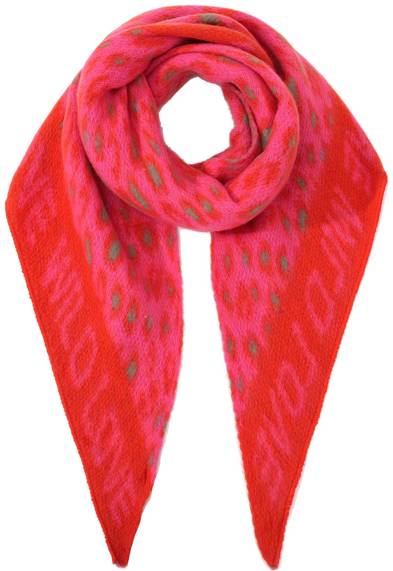 Z-F4.2 SCARF1007-003-3 Triangle Scarf Leopard 190x70cm Pink