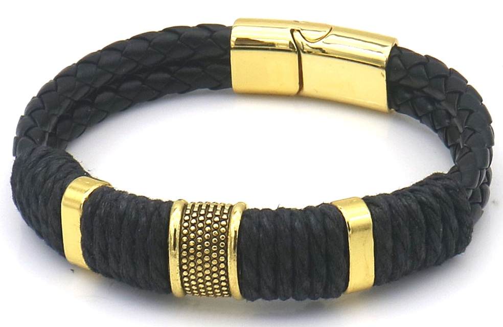 C-A4.1 B25104-007-1 PU Bracelet 21cm Black-Gold