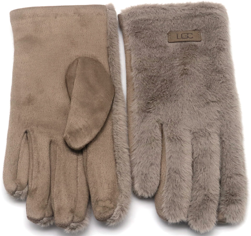 I-F23.1 GLOVES1002-001-4 Fluffy Winter Gloves Brown