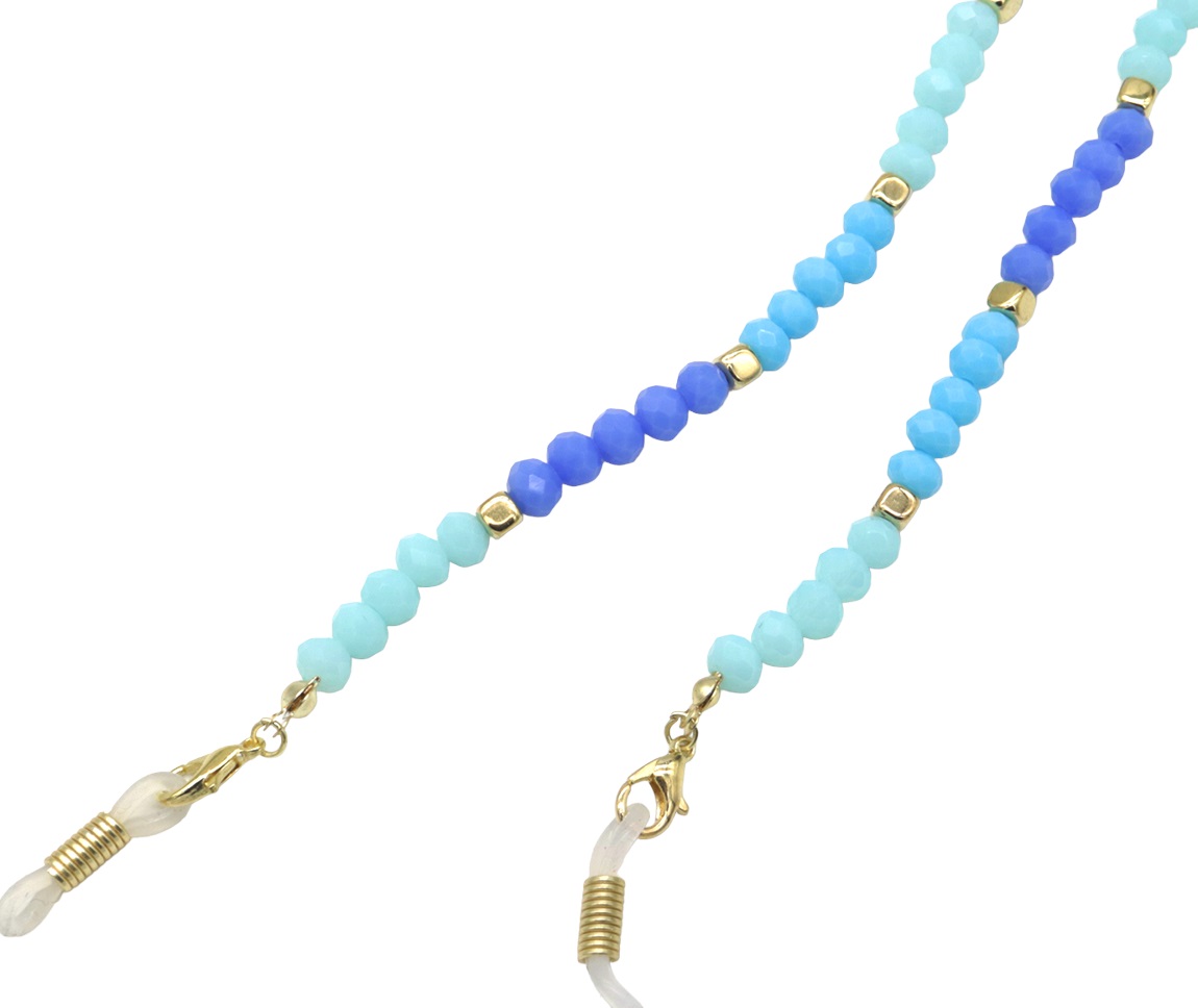 J-B9.1 GL1660-014 Sunglass Chain Faceted Glasssbeads Blue