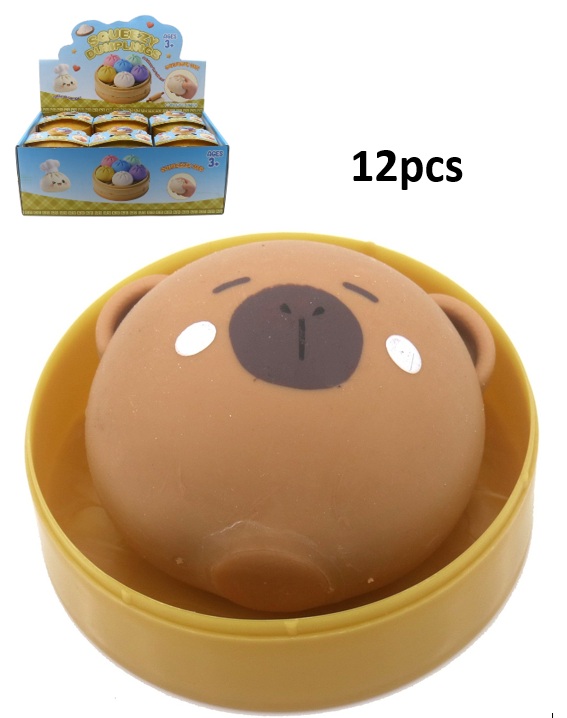 R-A7.2 TOY002-003 Squishy Dumpling Capybara 9.5x4.5cm - Display  12pcs