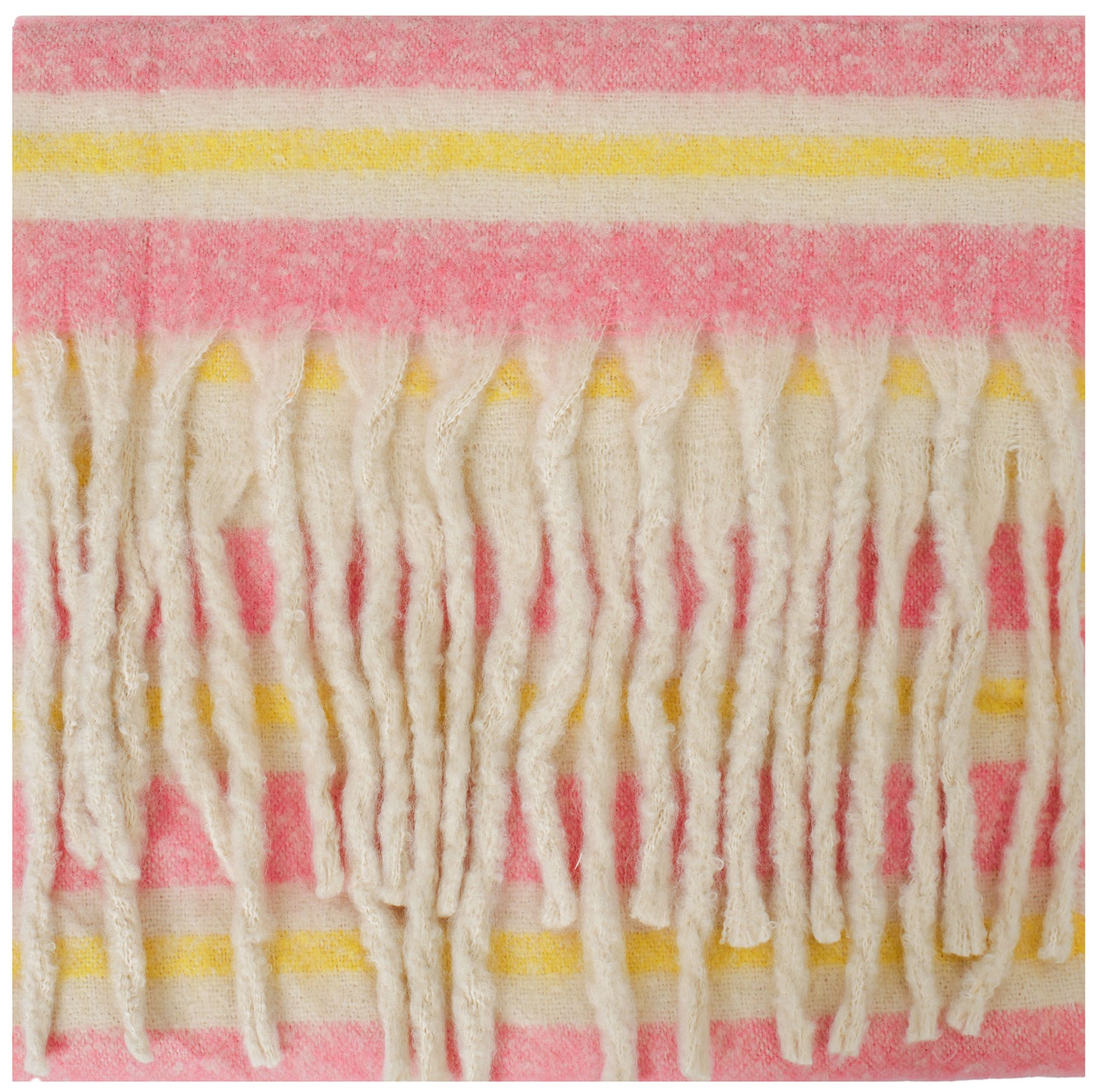 T-F6.2 SCARF1107-042-6 Winter Scarf Stripes 190x40cm Yellow-Pink