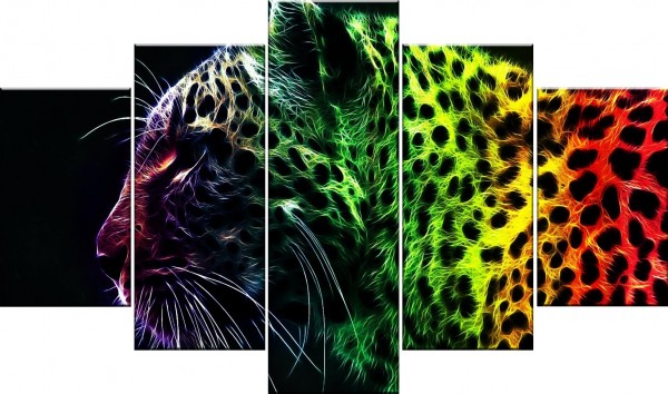 R-C8.2 FF365 Diamond Painting Set 5 frame Leopard 150x90cm