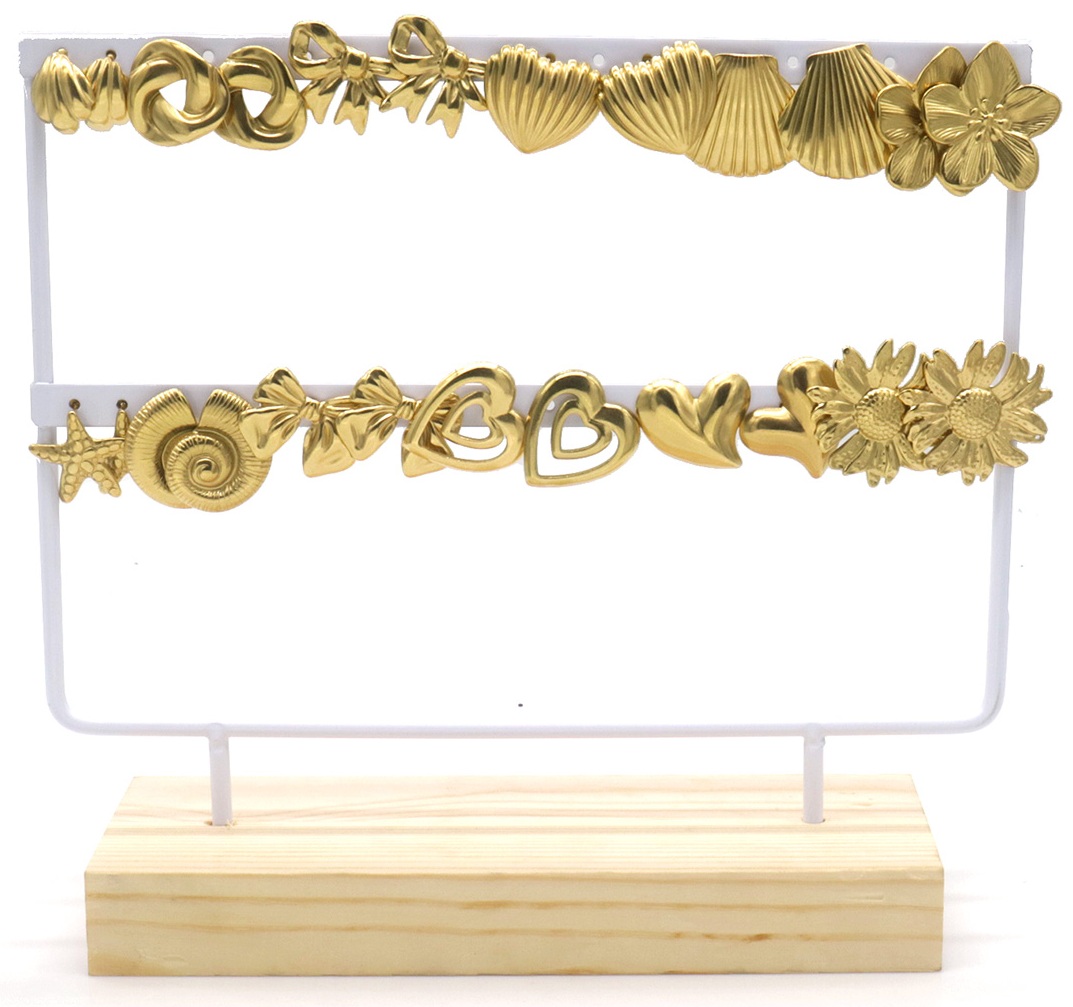 T-L7.2  E936-017G S. Steel Earrings Display Set - 12pairs
