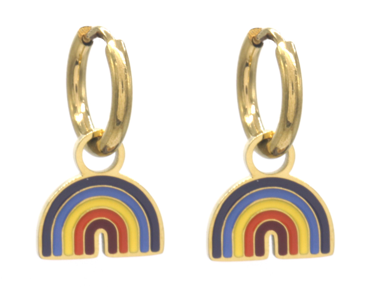 K3-RBE006 S. Steel Earrings Rainbow