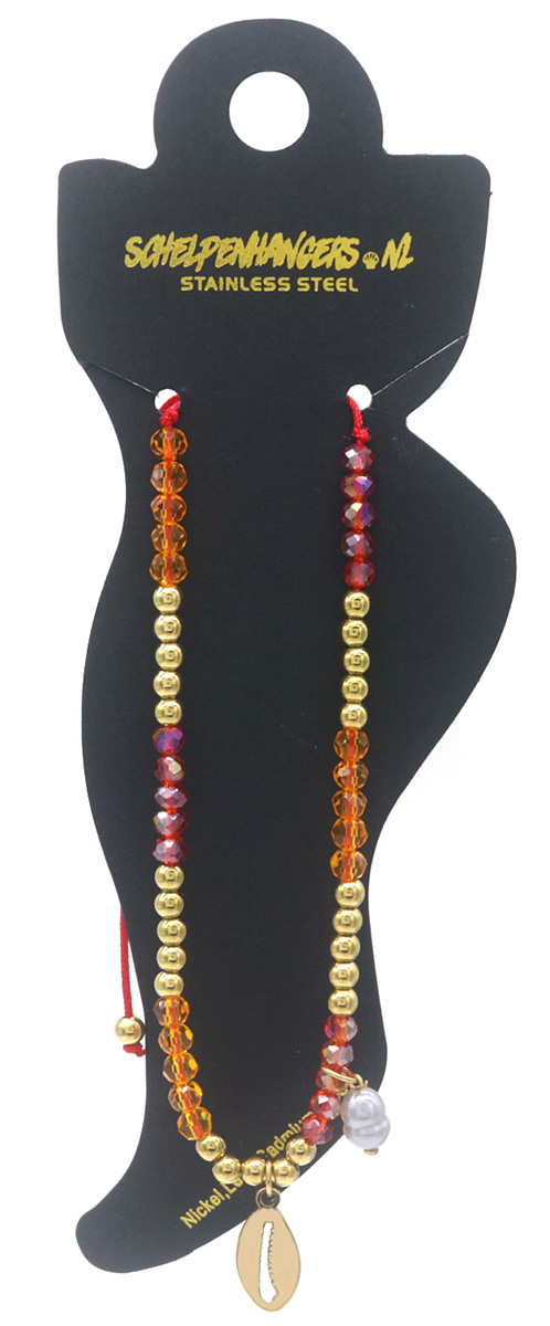 G-D2.1 ANK103-015-4 Anklet S. Steel Glassbeads
