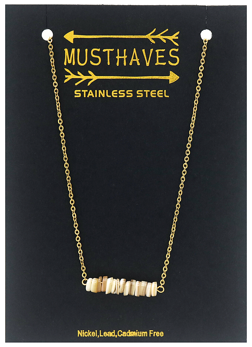 E-C11.1 N2121-012G S. Steel Necklace with Stones Gold