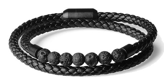 D-E16.3 B824-026-4 S. Steel - Leather - Stone Bracelet