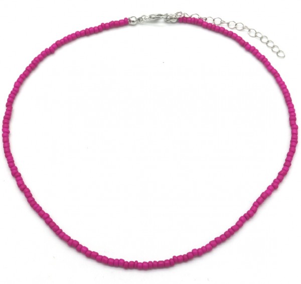 C-A2.2 N1656-004 No.12 Necklace Glass Beads 37-44cm Purple