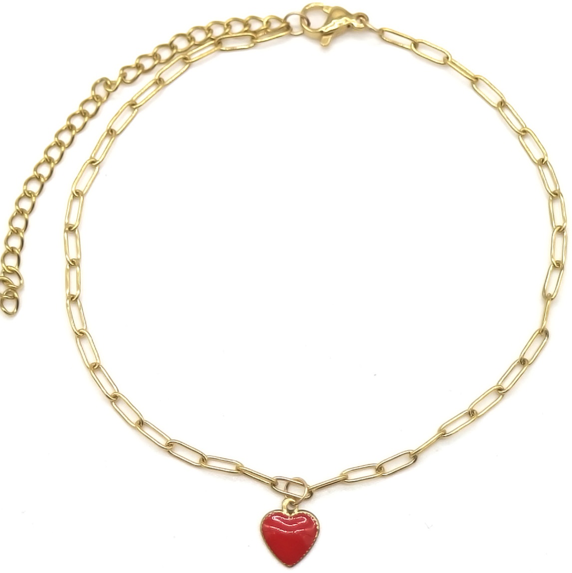 D-B21.3 ANK103-001-2 S. Steel Anklet Heart